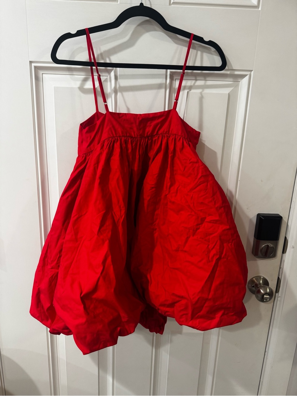 SOLID & STRIPED Red Bubble-Hem Sundress with Spaghetti Straps